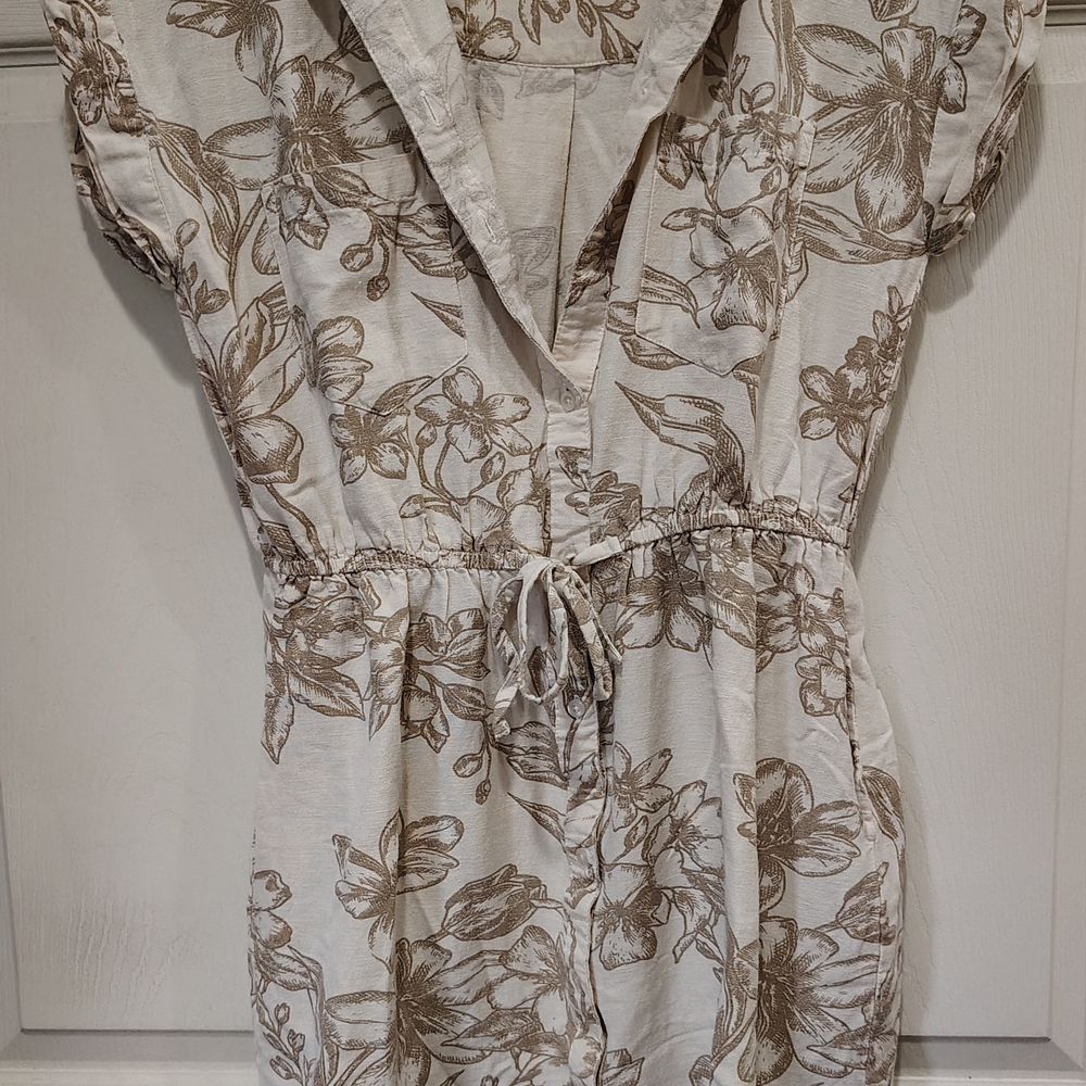 Japna Beige and Tan Floral Midi Dress